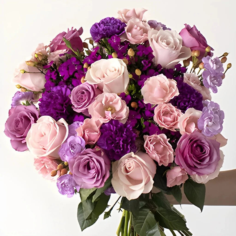 Make A Wish Purple And Pink Flower Bouquet Hand - Image
