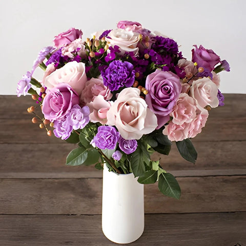 Make A Wish Purple And Pink Flower Bouquet Vase - Image