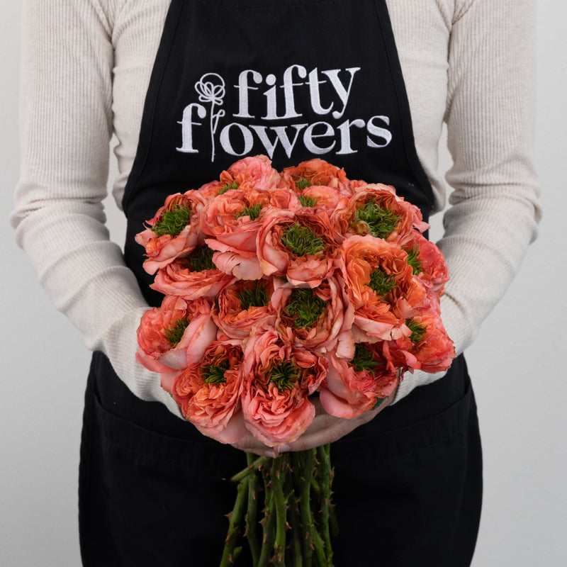 Mandarin Peach Garden Rose Apron - Image