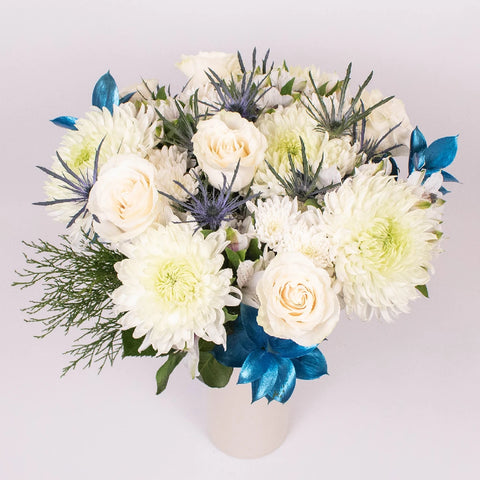 Festive White Cremon Flower Bouquet