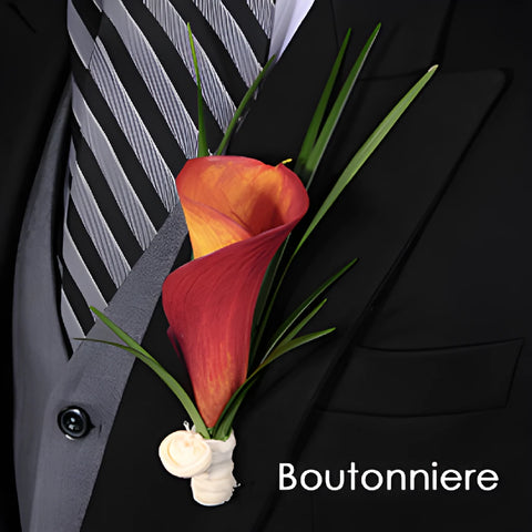 Mini Calla Lily Sunset Boutonniere and Corsage Pack