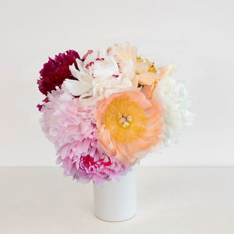 Mixed Color Peonies Vase - Image