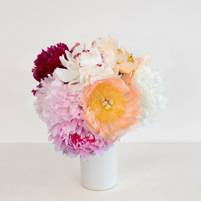 Mixed Color Peonies Vase - Image