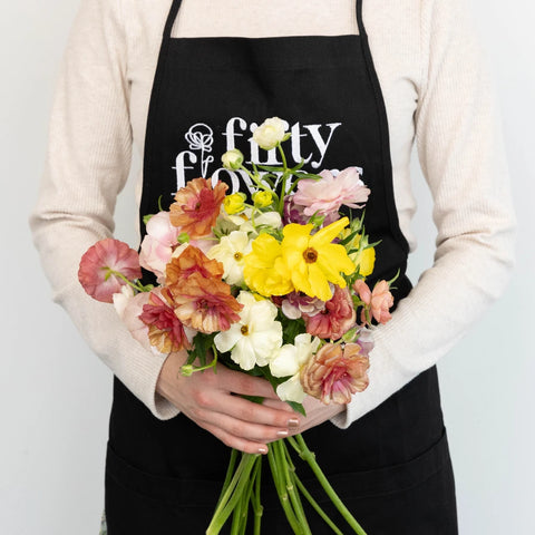 Mixed Colors Butterfly Ranunculus Flower Apron - Image