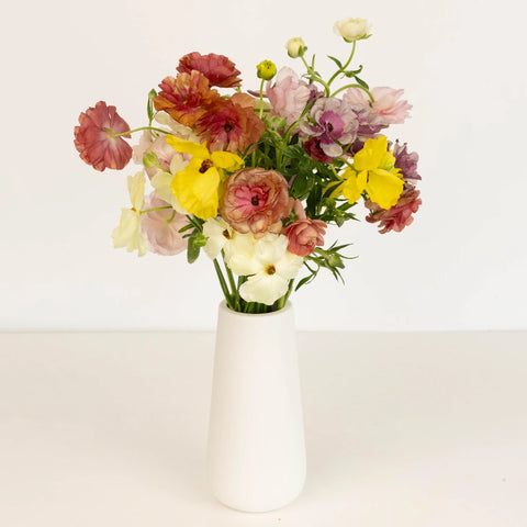Mixed Colors Butterfly Ranunculus Flower Vase - Image