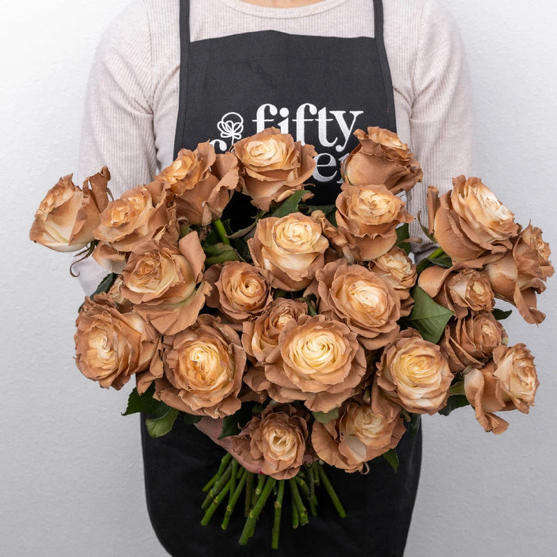 Mocha Brown Tinted Roses Apron - Image