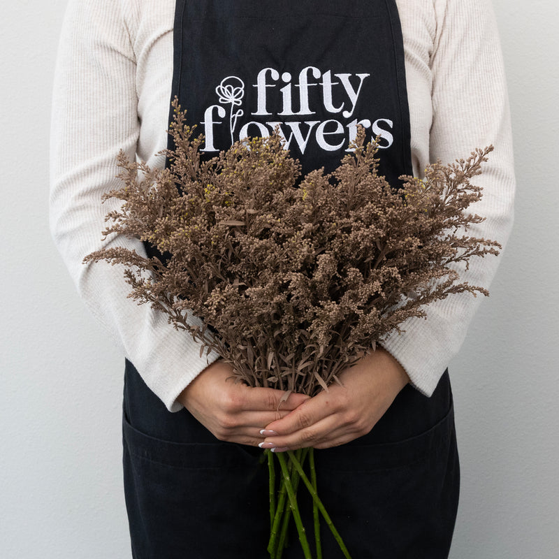 Mocha Mousse Tinted Solidago Flowers Apron - Image