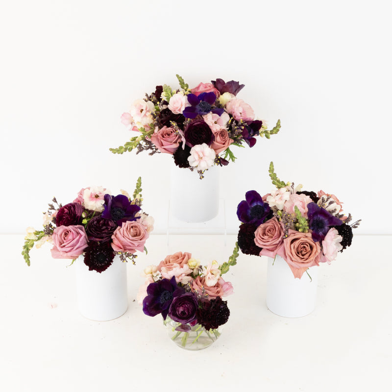 Moody Mauve Flower Centerpieces Close Up - Image