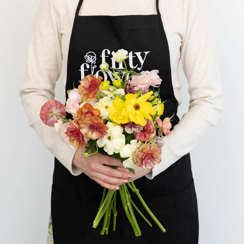 Mothers Day Butterfly Ranunculus Flowers Apron - Image