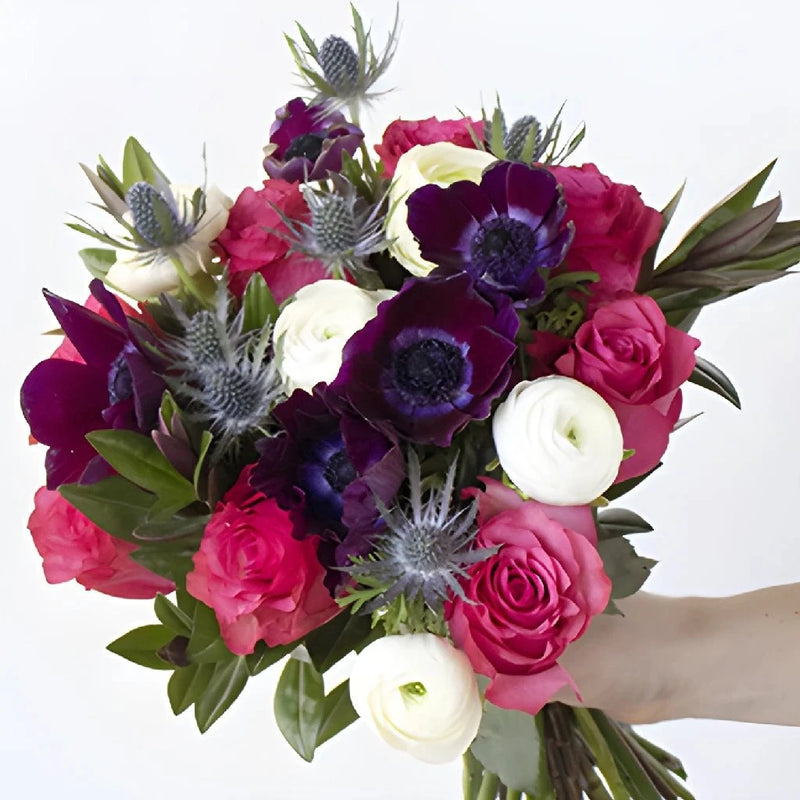 Night Life Hot Pink And Blue Flower Arrangement Hand - Image