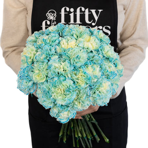 Nimbus Blue Cloud Carnation Flowers Apron - Image