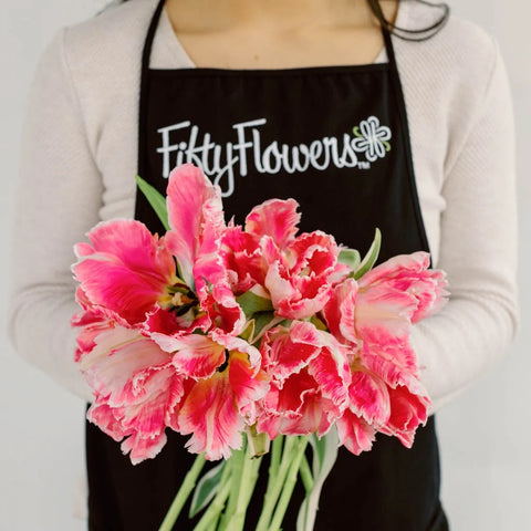 Novelty Tulip Dark Pink Flower Apron - Image