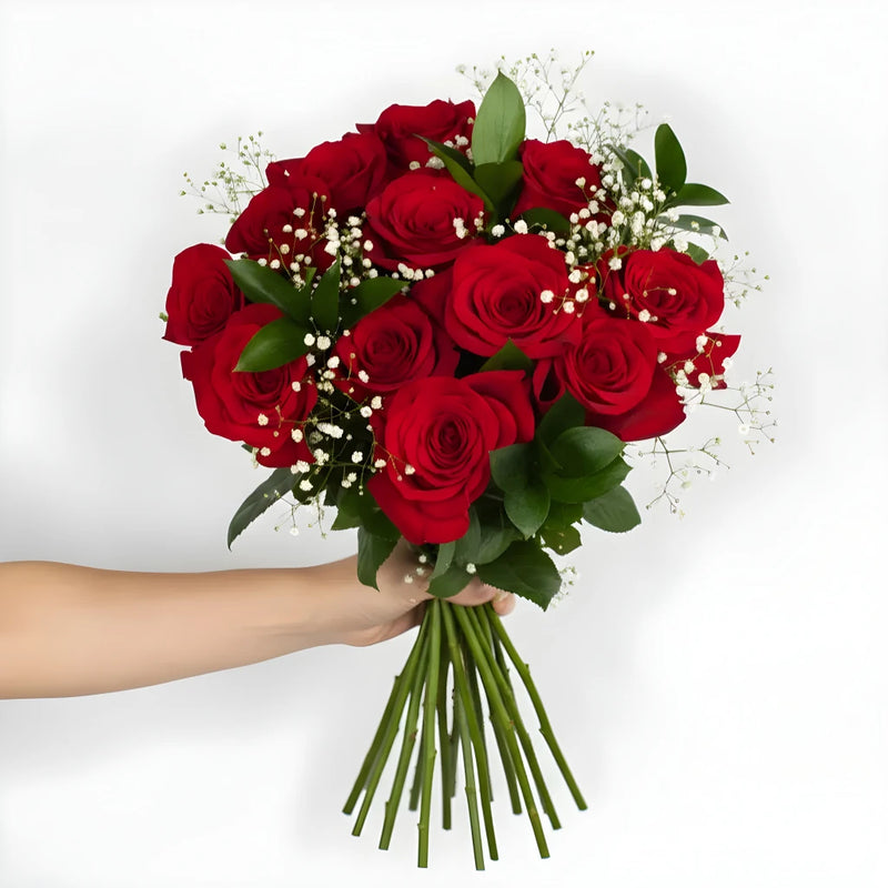 One Dozen Long Stem Rose Bouquet Stem - Image