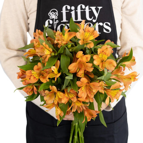 Orange Alstroemeria Fresh Flower Apron - Image