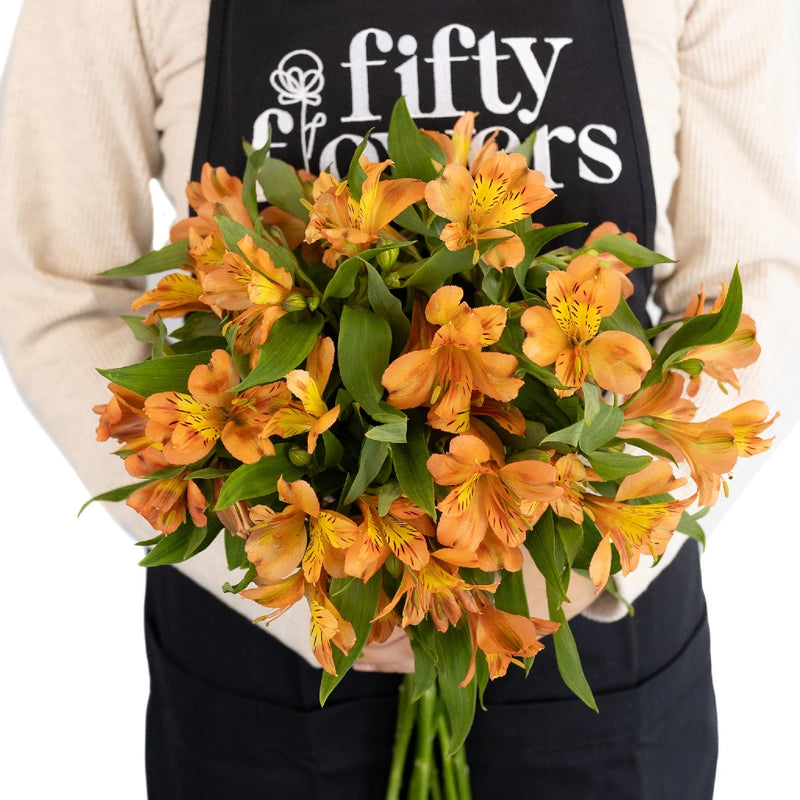 Orange Alstroemeria Fresh Flower Apron - Image