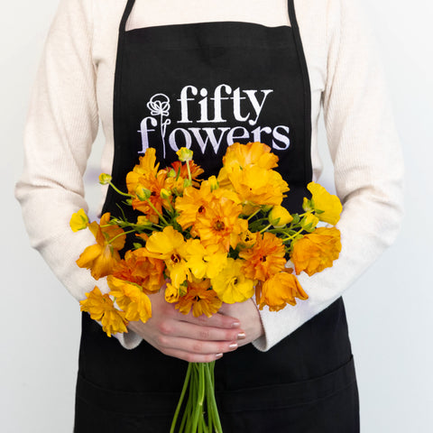 Orange Butterfly Ranunculus Flower Apron - Image