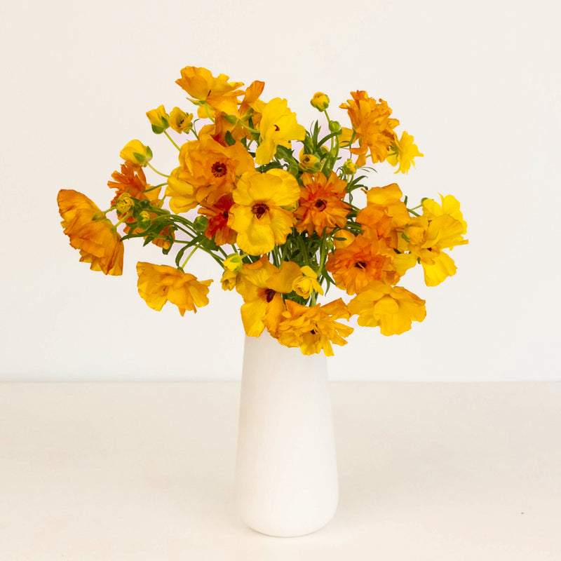 Orange Butterfly Ranunculus Flower Vase - Image