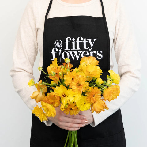 Orange Butterfly Ranunculus Flower Apron - Image