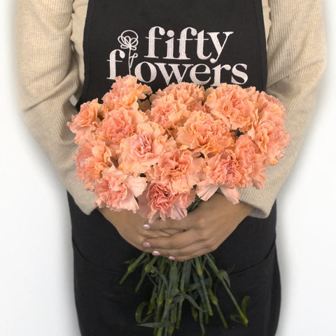 Orange Enhanced Carnation Flowers Apron - Image