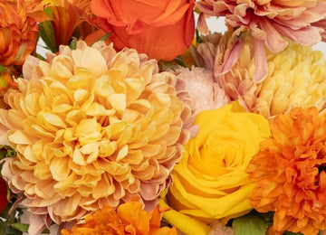 Orange Harvest Fall Flower Bouquet Close Up - Image
