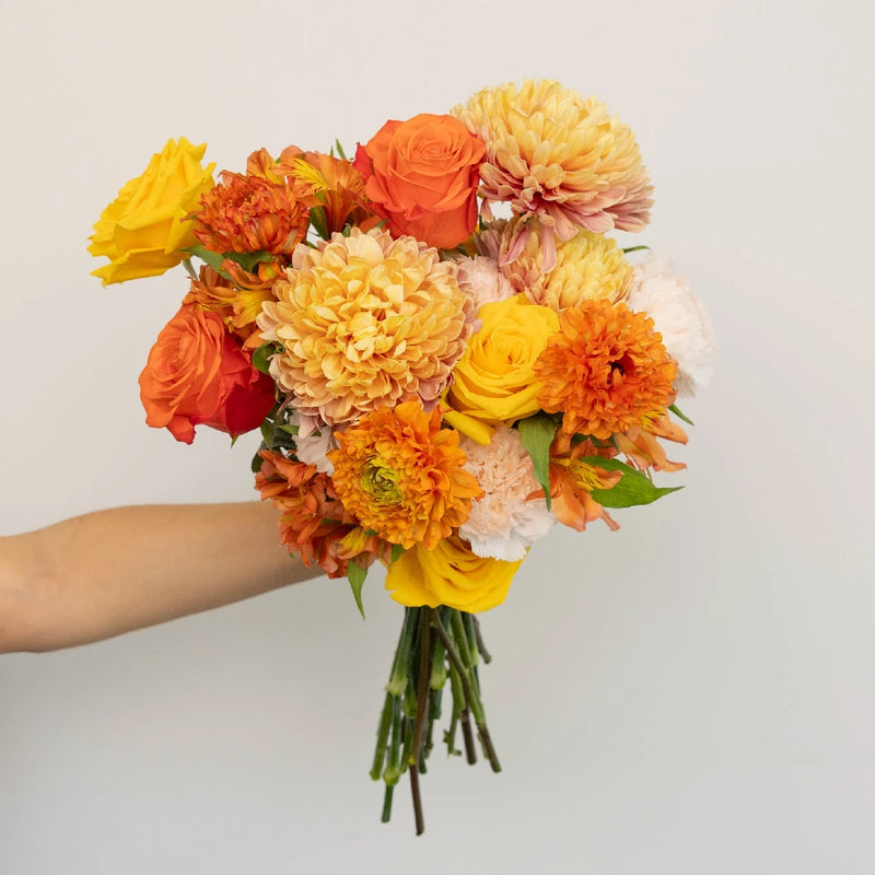Orange Harvest Fall Flower Bouquet Hand - Image