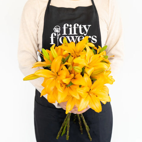 Orange India Hybrid Lily Flower Apron - Image