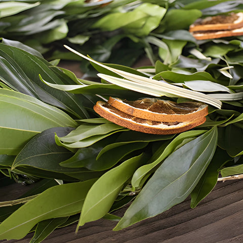 Orange Zest Greenery Wholesale Wreath in a hand