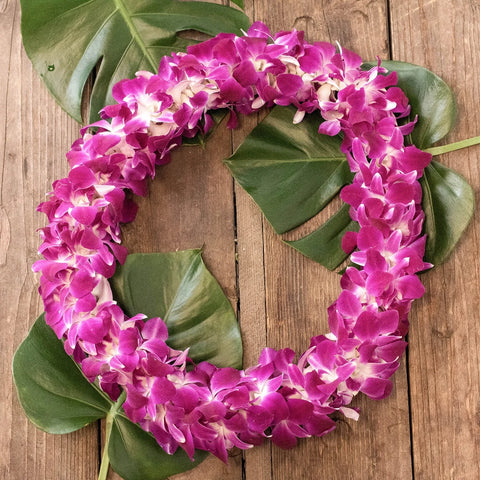 Orchids Bombay Wholesale Lei FlatLay