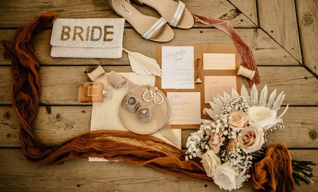 Toffee and Pale Nude Dried Spring Wedding