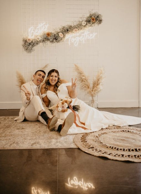 Toffee and Pale Nude Dried Spring Wedding