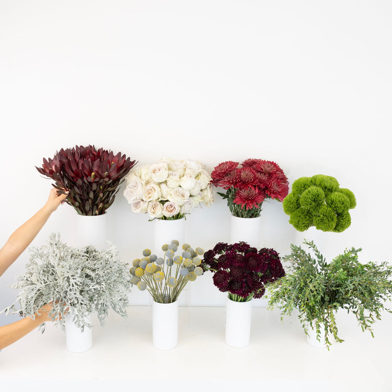 Oxblood And Sage Bouquet Bar Flower Kit Vase - Image