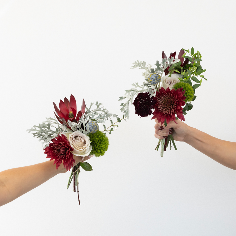 Oxblood And Sage Bouquet Bar Flower Kit Vase - Image