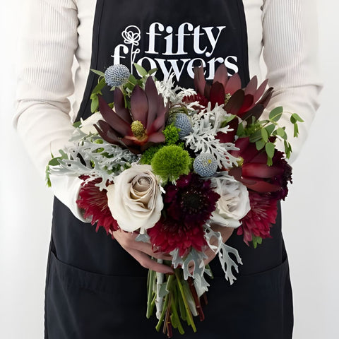 Oxblood And Sage Diy Flower Kit Apron - Image