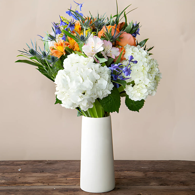 Parents Day Orange White Flower Bunch in Vase