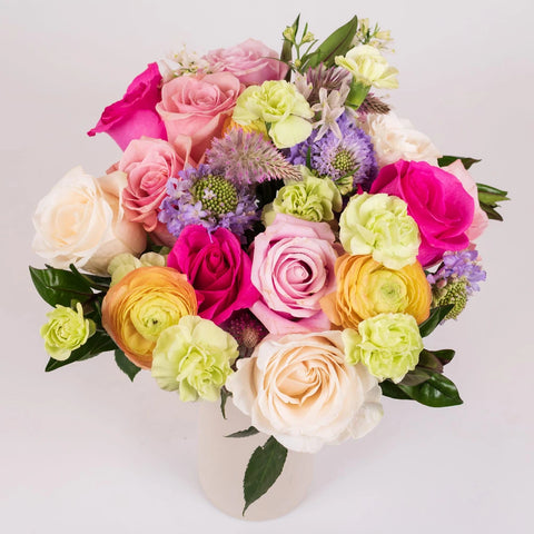 Spring Pastel Flower Bouquet in Vase
