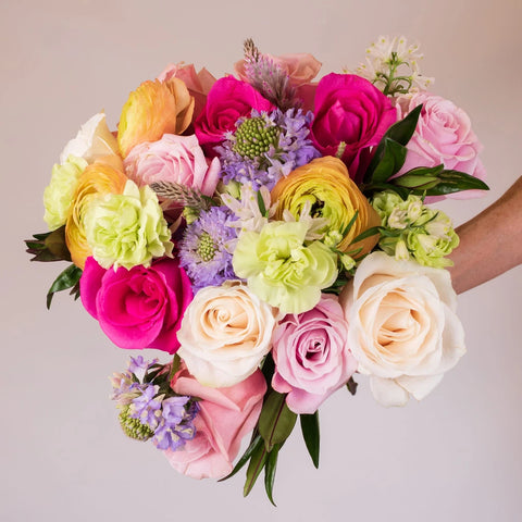 Spring Pastel Flower Bouquet in Hand