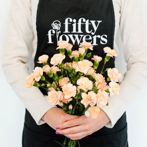 Peach Mini Carnation Flowers Apron - Image