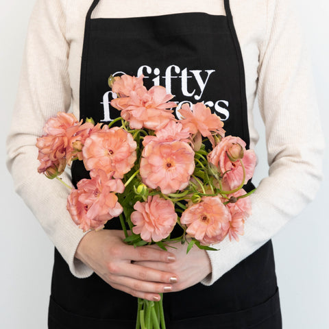 Peach Pink Butterfly Ranunculus Flower Apron - Image
