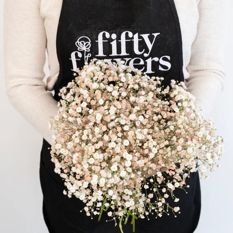 Peachy Pink Airbrushed Babys Breath Flower Apron - Image