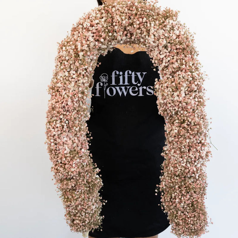 Peachy Pink Babys Breath Garland Apron - Image