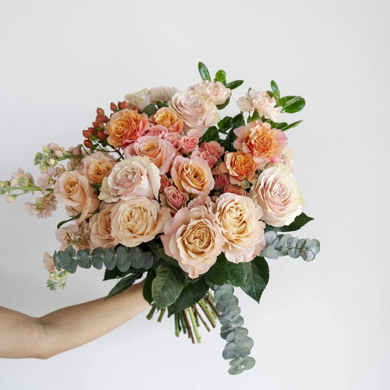 Perfectly Peach Rustic Diy Flower Combo Hand - Image