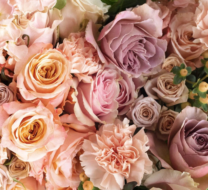 Perfectly Peach Rustic Flower Bouquet Close Up - Image