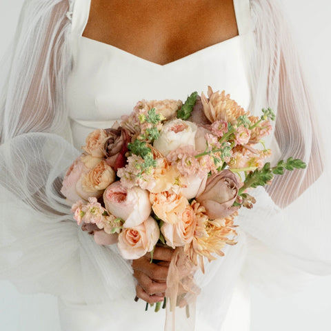peach wedding dress Gorgeous Lace Embroidery V-neck Off Shoulder Tulle Peach Wedding Dresses main image 0