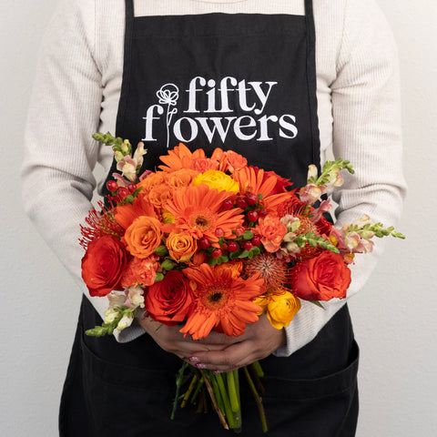 Persimmon Orange Diy Flower Kit Apron - Image
