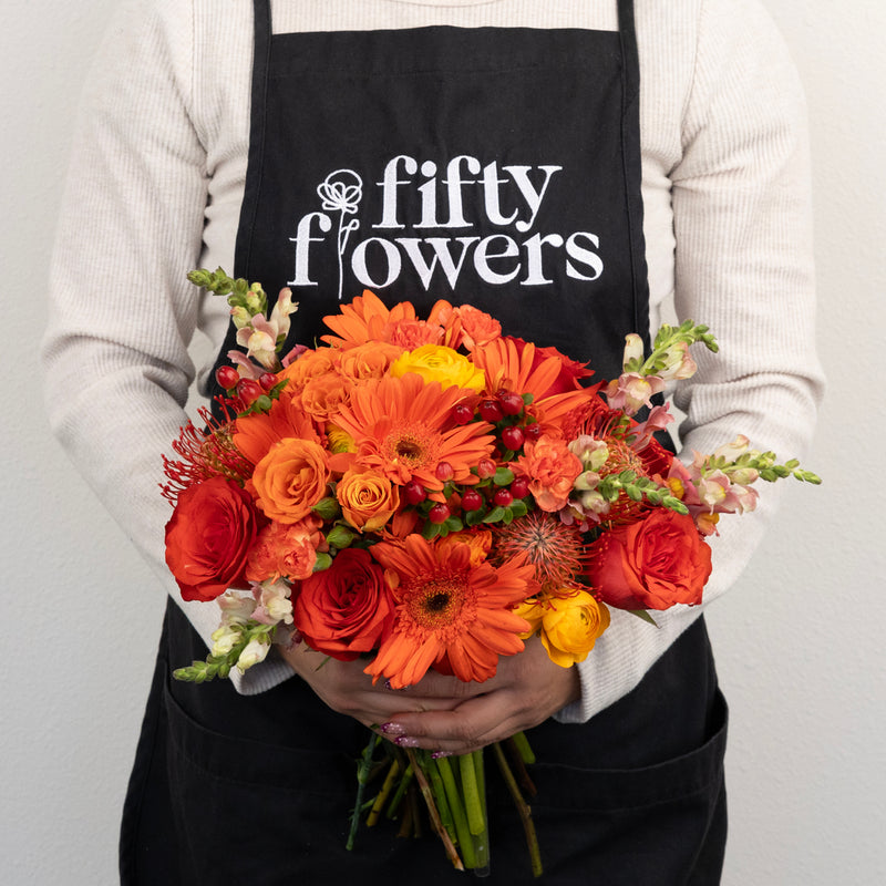 Persimmon Orange Diy Flower Kit Apron - Image