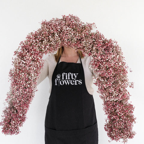 Pink Baby's Breath Tinted Garland Apron - Image