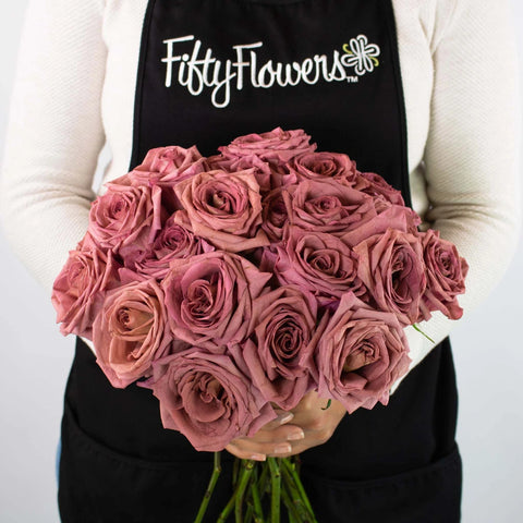 Pink Barista Rose Flower Bunch in Hand
