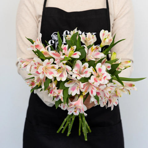 Pink Blush Peruvian Lilies Flower Apron - Image