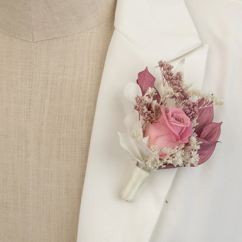 Pink Dried Boutonniere And Corsage Pack Close Up - Image