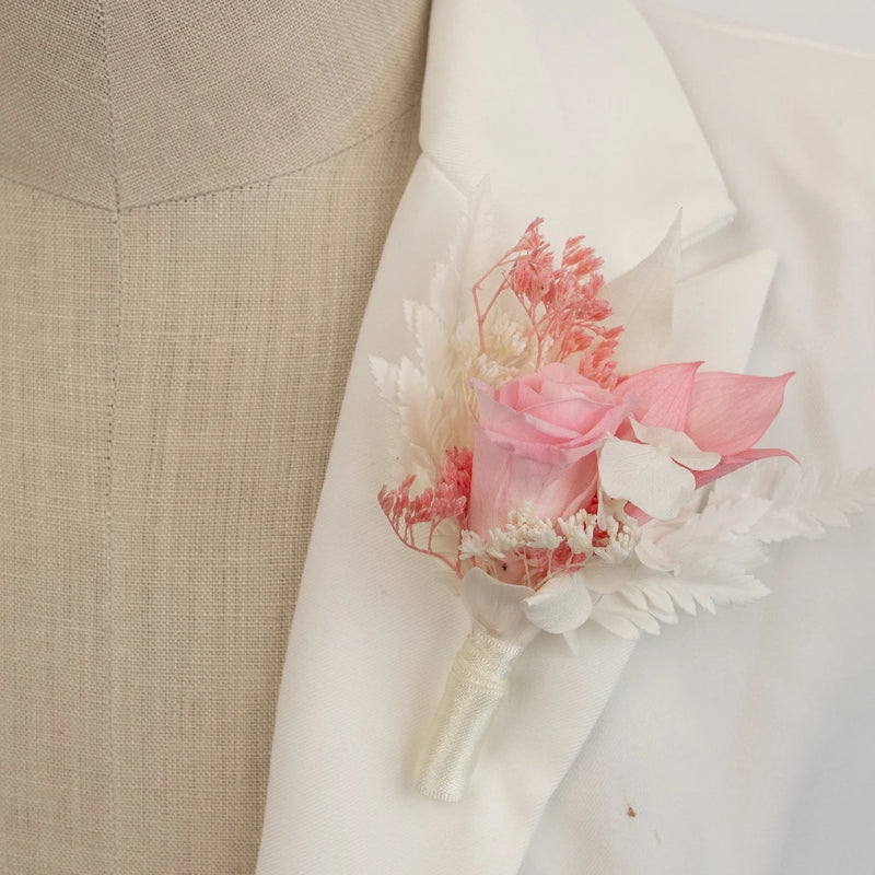 Pink Dried Boutonniere And Corsage Pack Close Up - Image